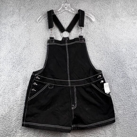 New HT Denim Shortalls Black Denim Bib Overalls SZ XL - Picture 1 of 12